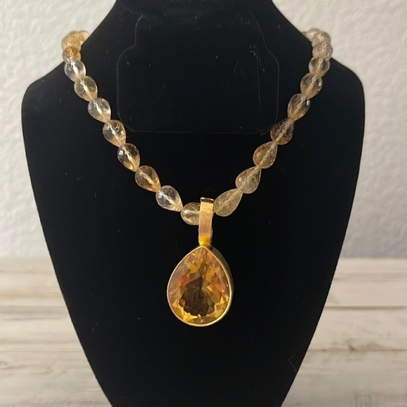 Beautiful Dina Mackney Beaded Necklace with Large Citrine Enhancer. - Picture 1 of 9